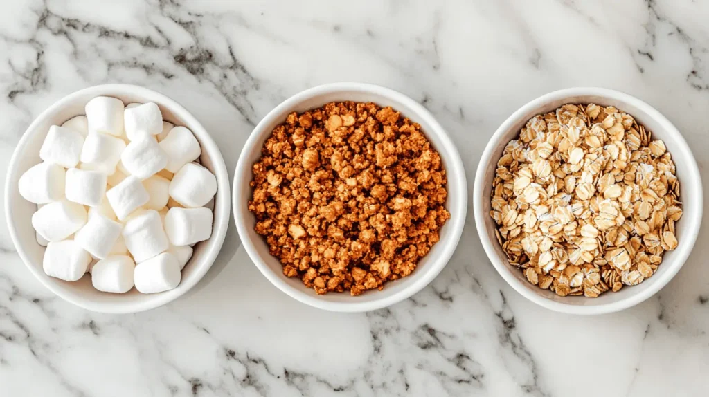 Topping Options for Sweet Potato Casserole: Classic Marshmallow, Pecan Crumble, Sliced Almonds and Coconut Flakes.