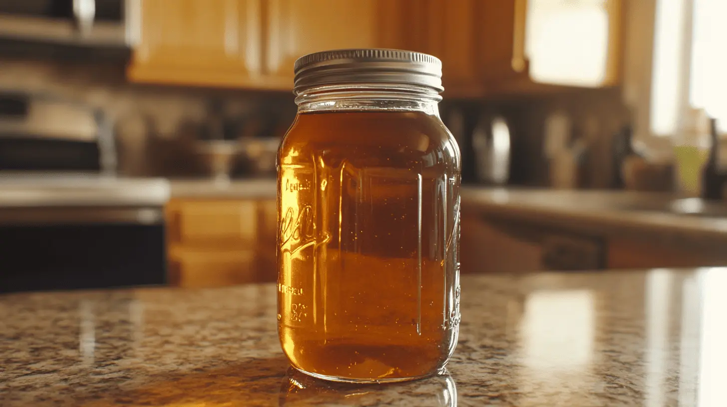 Toasted Marshmallow Syrup on a marbel countertop