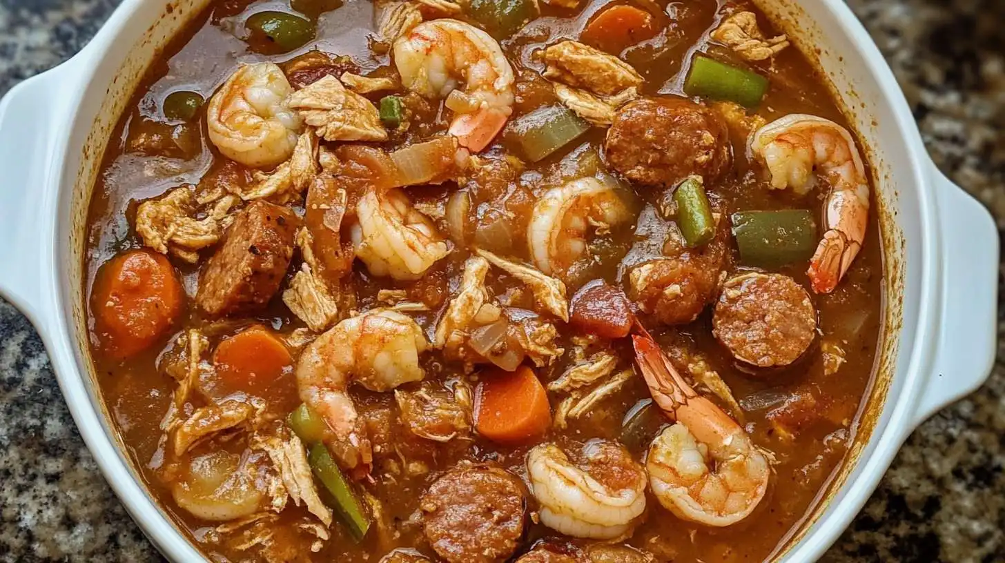 chicken sausage and shrimp gumbo