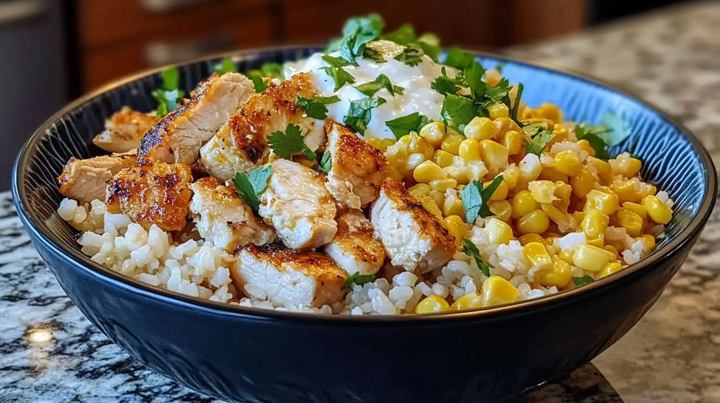 Street Corn Chicken Rice Bowl